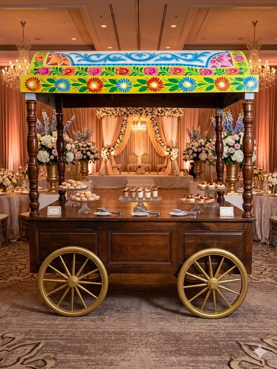 Wooden Food Cart — Floral Painted