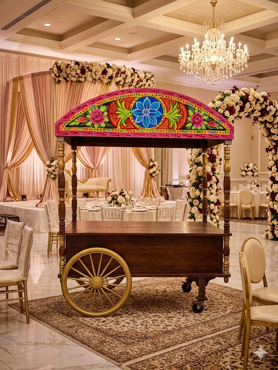 Wooden Food Cart — Floral Painted