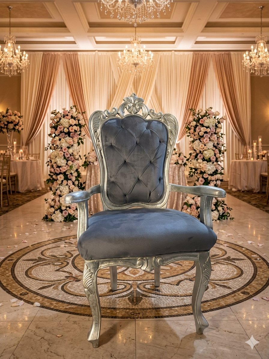 Tufted Banquet Chair — Silver