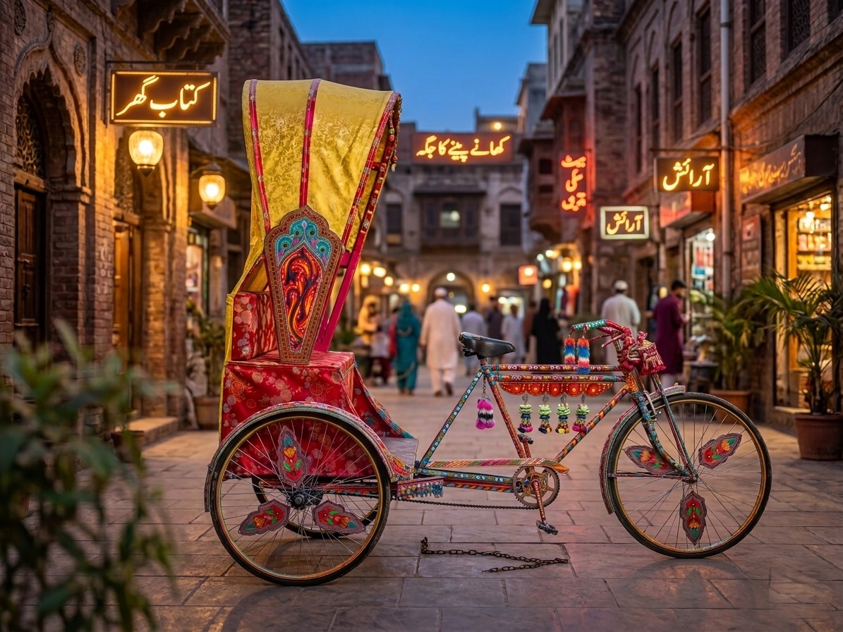 ZS Banquet Supply heritage cycle rickshaw prop, Pakistani street scene