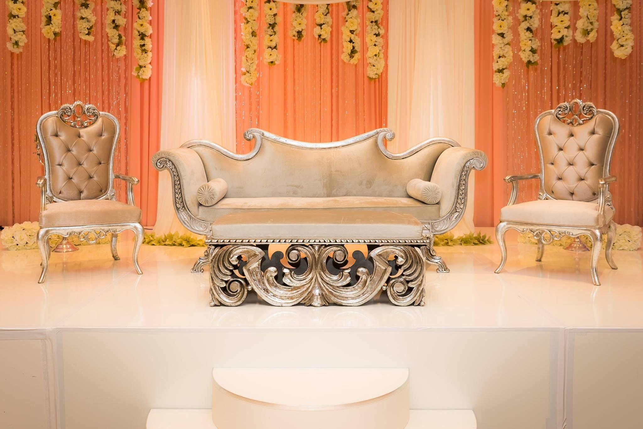 ZS Banquet Supply silver stage set USA banquet hall